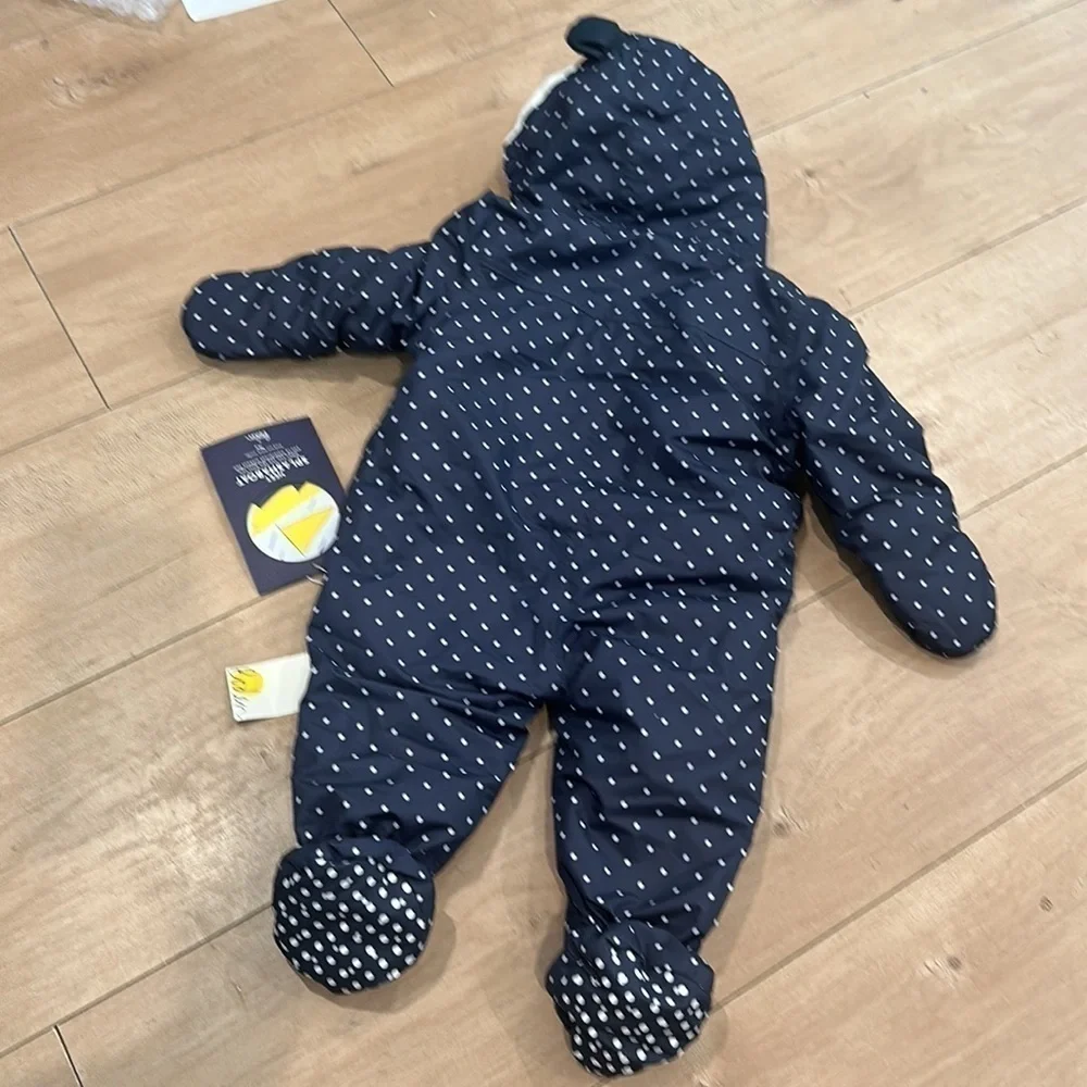 Mini Boden Baby Novelty Panda Snowsuit, Constellation Grey Navy 3/6 months NWT